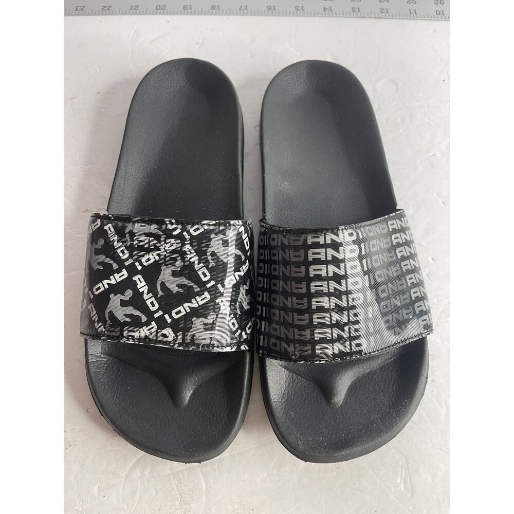 AND1 Slippers Men's Size 9 Crossover‎ Slides Black Slip On Open Toe MNAN20ES056